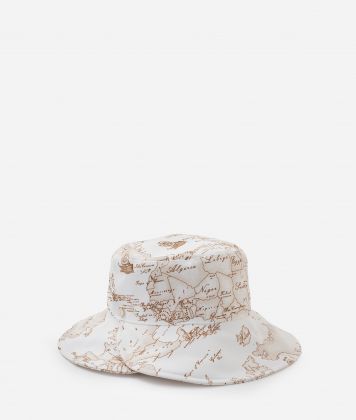 Canvas bucket hat with overlapping brim Geo White