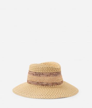 Braided hat with raffia detailing Bisque