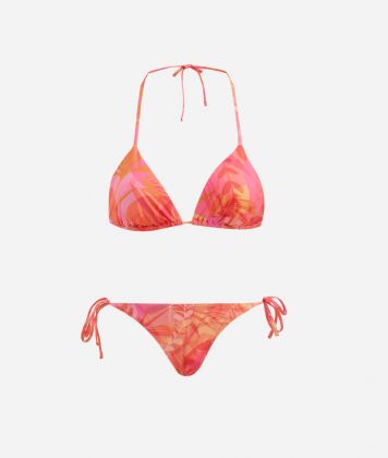 Bahamas Bag bikini triangolo stampa Tropical Rosso Corallo