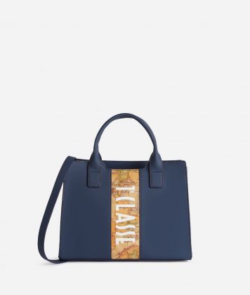 Geo Atlantis handbag with crossbody strap Navy Blue