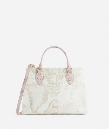 Geo Sunny Mix handbag with crossbody strap White