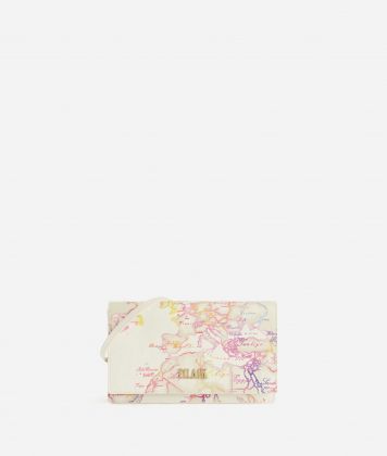 Geo Acquerello flap pouch with removable strap White