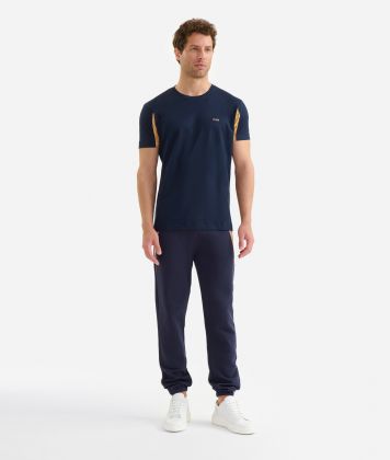 Viscose blend t-shirt with Geo Classic sleeve detail Blue