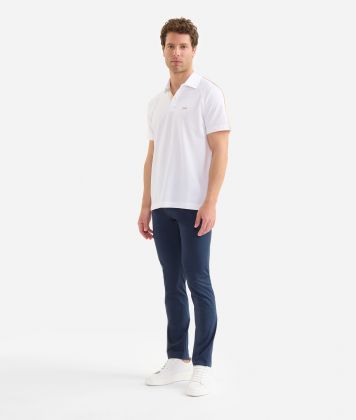 Piqué cotton jersey polo shirt with sleeve detail White