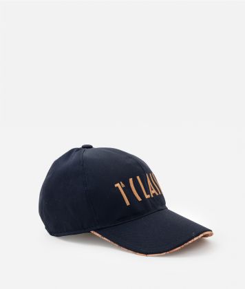 Cotton baseball cap with embroidered Logo Navy Blue