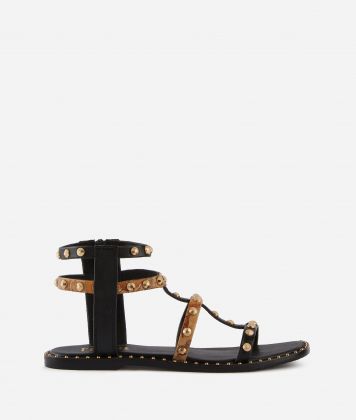 Napa leather sandals with studs Black