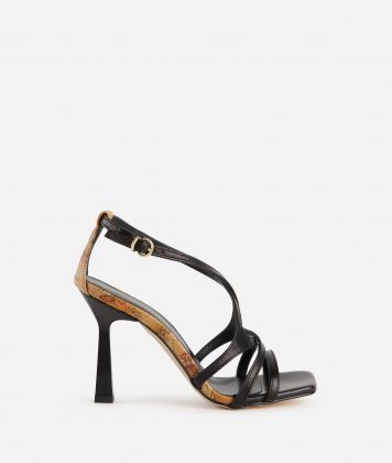 Smooth napa leather high-heel sandals Black