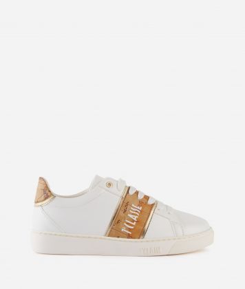 Napa-effect sneakers with lateral band in Geo Classic White