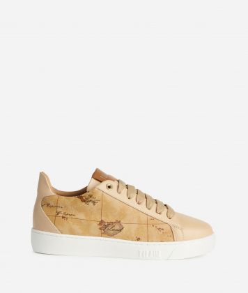 Smooth leather sneakers with Geo Classic sides Natural