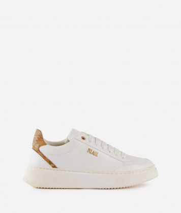 Sneakers in eco nappa stampa Geo Beige Bianche