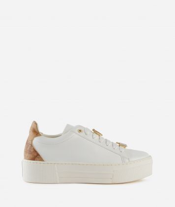 Napa-effect platform sneakers with charms White