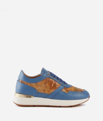 Smooth leather running shoes with Geo Classic details Air Force Blue