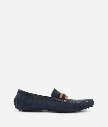 Suede leather moccasins Blue
