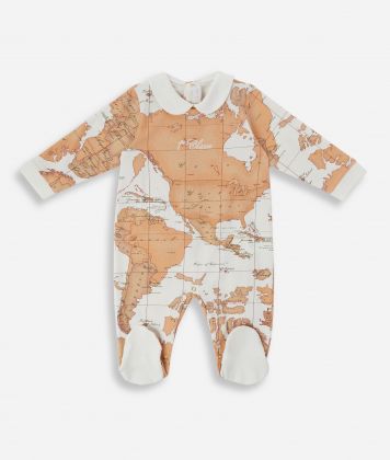 Tutina in cotone con mappa Geo Classic Panna