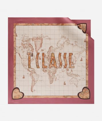 Geo Heart foulard 90x90 Blush Pink