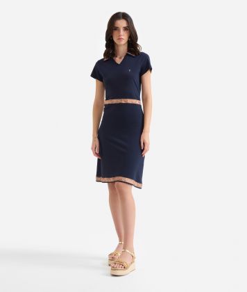 Piqué jersey polo dress Dark Blue Piqué jersey polo dress Dark Blue