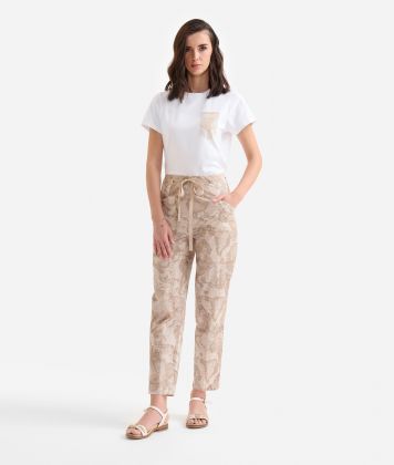 BCI cotton poplin casual trousers Geo Denim Beige BCI cotton poplin casual trousers Geo Denim Beige
