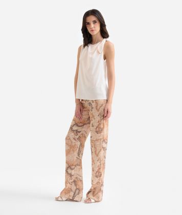 Pure stretch silk top Natural