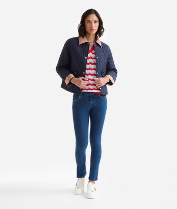 Chintz-finish padded nylon jacket Night Blue