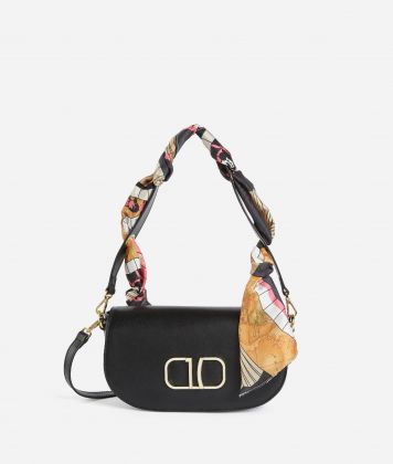 Foulard Vibe smooth leather crossbody bag Black