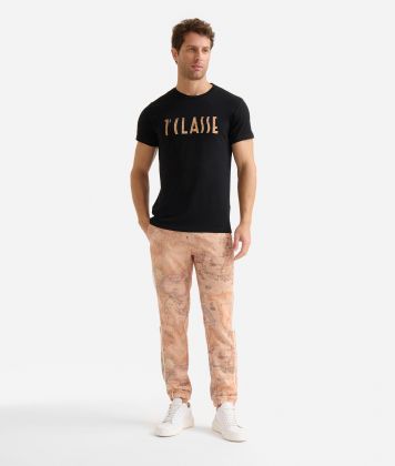 Stretch cotton t-shirt with 1ᴬ Classe logo Black Stretch cotton t-shirt with 1ᴬ Classe logo Black