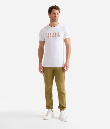Stretch cotton t-shirt with 1ᴬ Classe logo White
