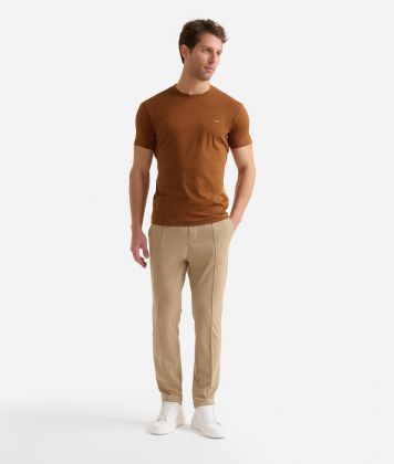 Stretch cotton t-shirt Chestnut and Geo Classic Stretch cotton t-shirt Chestnut and Geo Classic