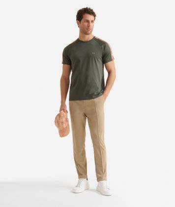 Cotton t-shirt with Geo Classic shoulders Military Green