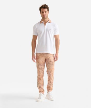 Piqué cotton polo shirt with Geo Classic collar White Piqué cotton polo shirt with Geo Classic collar White