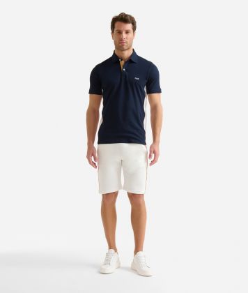 Piqué cotton two-tone polo shirt Navy Blue Piqué cotton two-tone polo shirt Navy Blue
