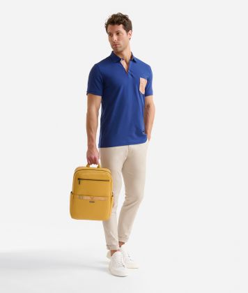 Polo in cotone piquet con tasca Geo Classic Blu Cobalto Polo in cotone piquet con tasca Geo Classic Blu Cobalto