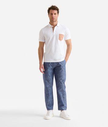 Piqué cotton polo shirt with Geo Classic pocket White