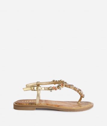 Metallic-finish fabric jewel sandals Natural Metallic-finish fabric jewel sandals Natural