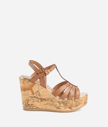 Smooth leather high wedge sandals Tan Smooth leather high wedge sandals Tan