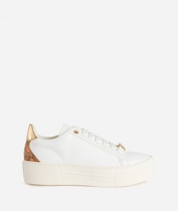 Napa-effect fabric sneakers with 1ᴬ Classe charm White Napa-effect fabric sneakers with 1ᴬ Classe charm White
