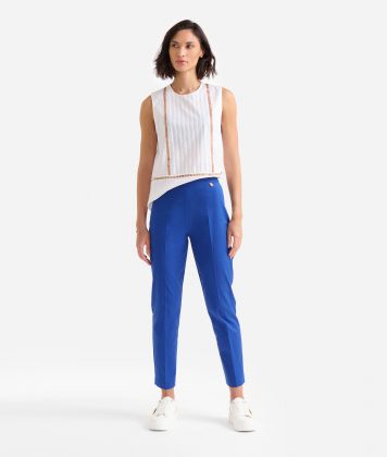 Regular-fit stretch cotton gabardine trousers Bluette Regular-fit stretch cotton gabardine trousers Bluette