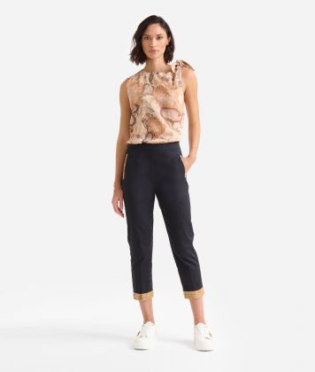 Stretch cotton gabardine trousers with cuffs Black Stretch cotton gabardine trousers with cuffs Black