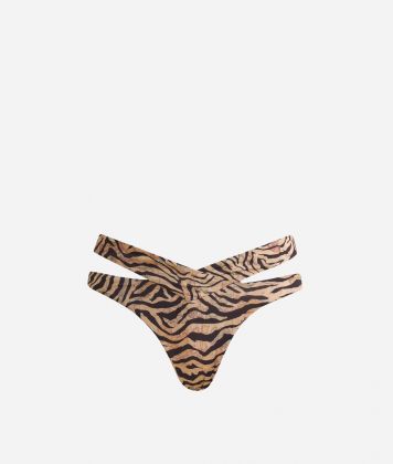 Geo Animalier cut-out bikini bottom Natural