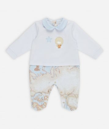 Tutina in cotone orsetto e stellina Geo Dream Azzurra Tutina in cotone orsetto e stellina Geo Dream Azzurra