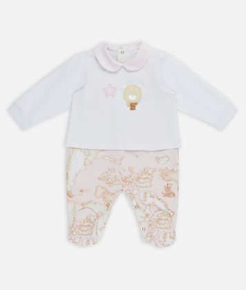 Geo Dream cotton romper with star and teddy bear Pink Geo Dream cotton romper with star and teddy bear Pink