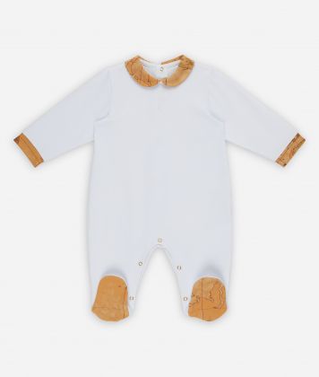 Cotton romper with Geo Classic details White