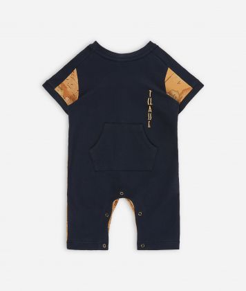 Tutina in cotone con dettagli Geo Classic Blu Scuro Tutina in cotone con dettagli Geo Classic Blu Scuro
