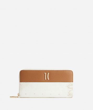 Heritage Geo zip-around wallet Geo White