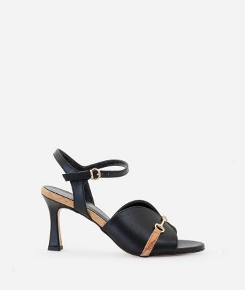 Smooth leather high-heel sandals with 1C horsebit Black