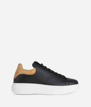 Smooth leather sneakers with Geo Classic heel Black