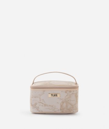 Small rubberized fabric square wash bag Beige Small rubberized fabric square wash bag Beige