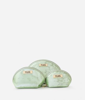 Rubberized fabric 3 piece pouch set Milk and Mint Rubberized fabric 3 piece pouch set Milk and Mint