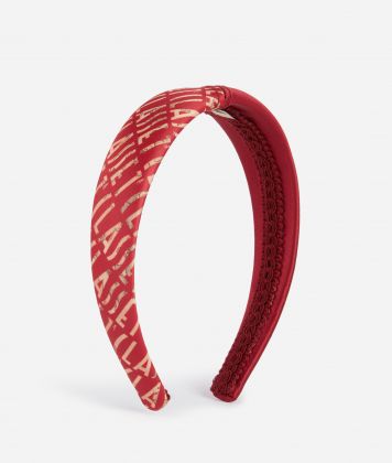 Velvet and Monogram print headband Red