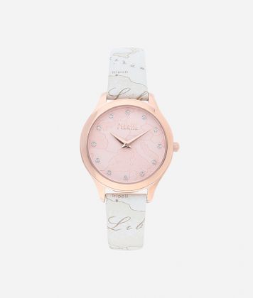 Ischia Watch with Geo White print leather strap