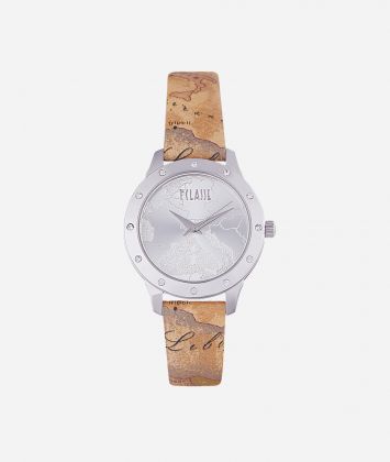 Moorea Watch with strap in Geo Classic print leather